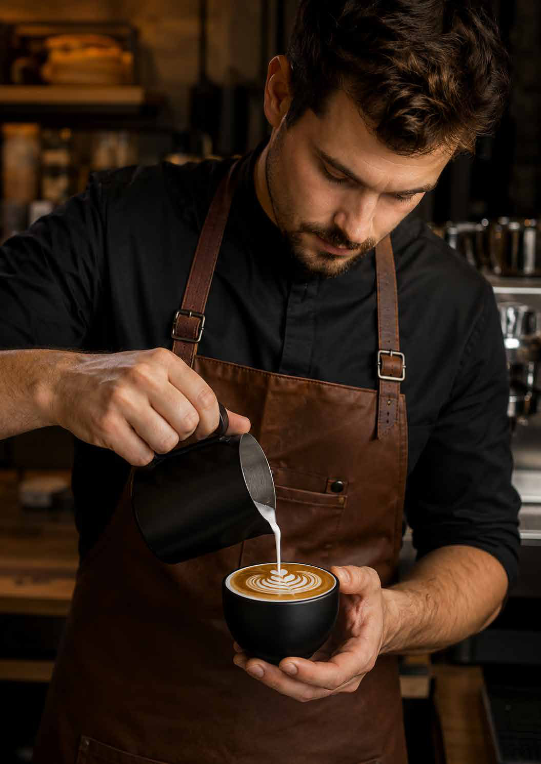 Bianco barista finishing a flat white